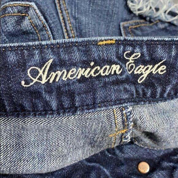 American Eagle Womens Denim Blue Jean Shorts Dark Wash Cutoff Size 4 - Picture 7 of 8